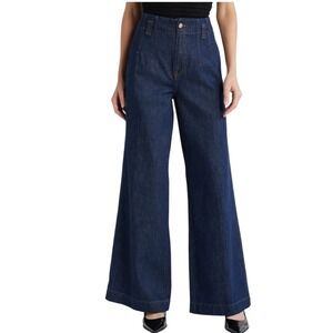 FRAME Darted Wide Leg Jeans Palazzo Women 28 High Rise Dark Rinse Denim $298
